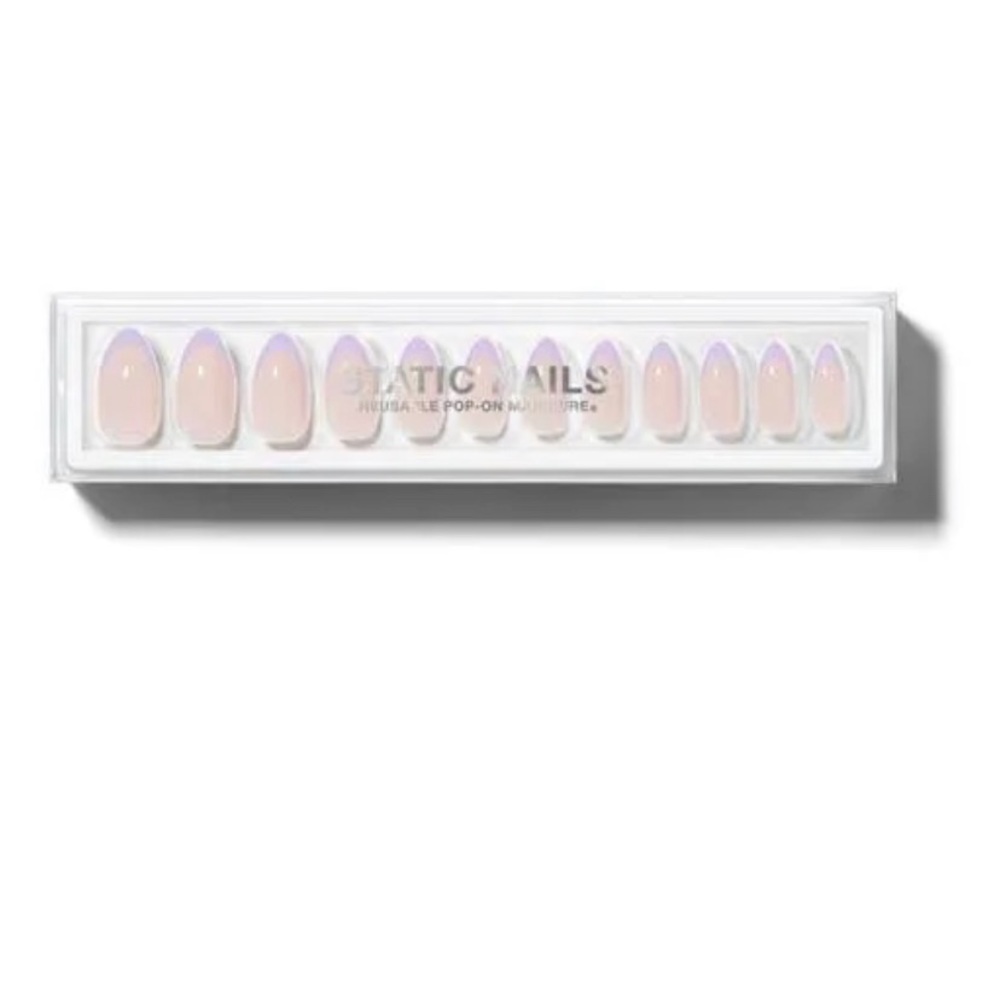 NEW Static Nails Reusable Pop On Manicure - Lavender French Almond